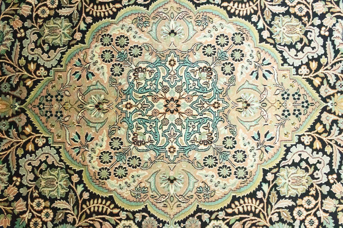 Jedwabny dywan - Kashmir Silk - 311 x 213 cm - niebieski