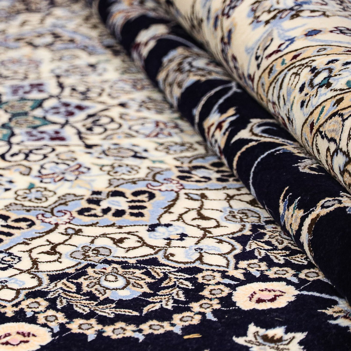 Dywan perski - Nain - Premium - 360 x 250 cm - ciemnoniebieski