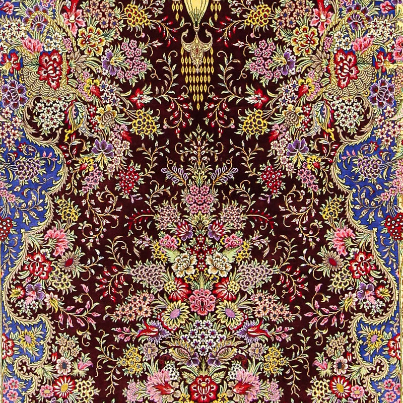 Jedwabny dywan - Ghom Silk - Premium - 197 x 128 cm - ciemnoniebieski