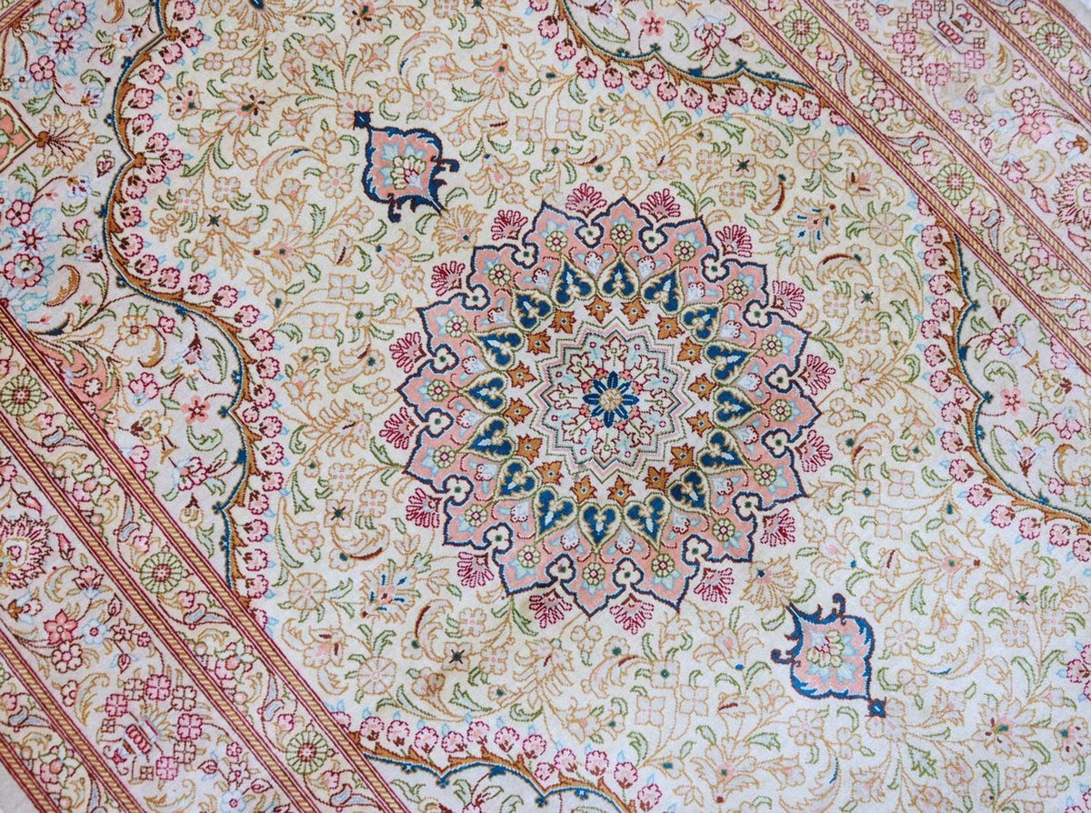 Jedwabny dywan - Ghom Silk - Premium - 150 x 100 cm - beżowy