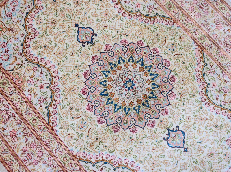 Jedwabny dywan - Ghom Silk - Premium - 150 x 100 cm - beżowy