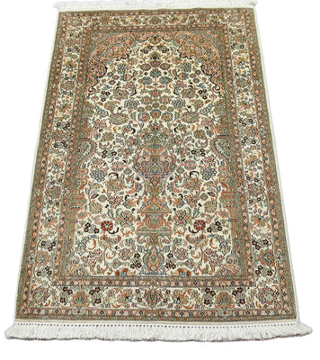 Jedwabny dywan - Kashmir Silk - 158 x 96 cm - beżowy