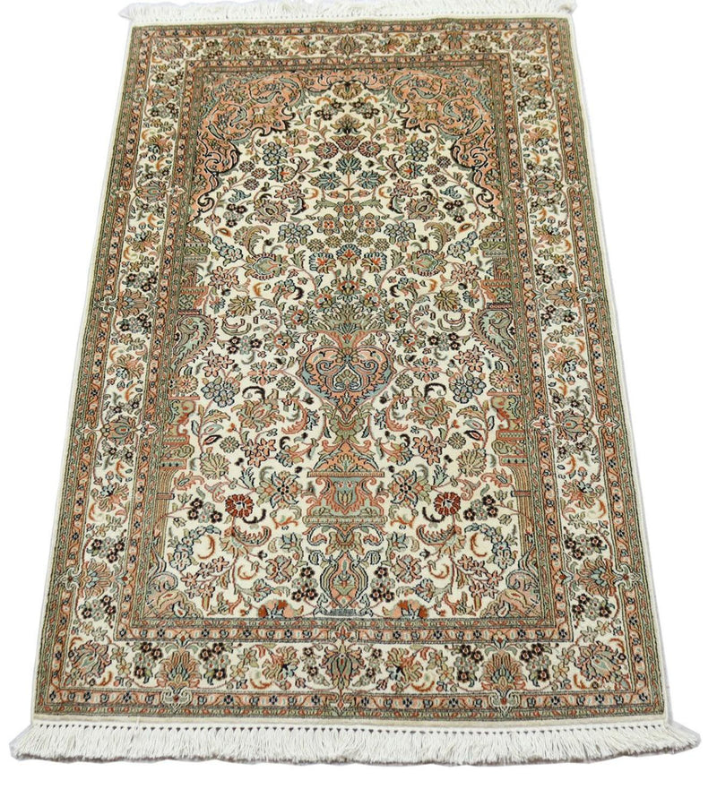 Jedwabny dywan - Kashmir Silk - 158 x 96 cm - beżowy