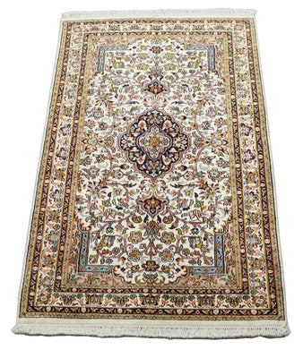 Jedwabny dywan - Kashmir Silk - 154 x 93 cm - beżowy