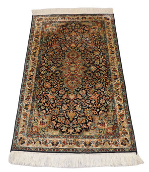 Jedwabny dywan - Kashmir Silk - 124 x 77 cm - ciemnoniebieski