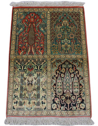 Jedwabny dywan - Kashmir Silk - 88 x 63 cm - wielokolorowy