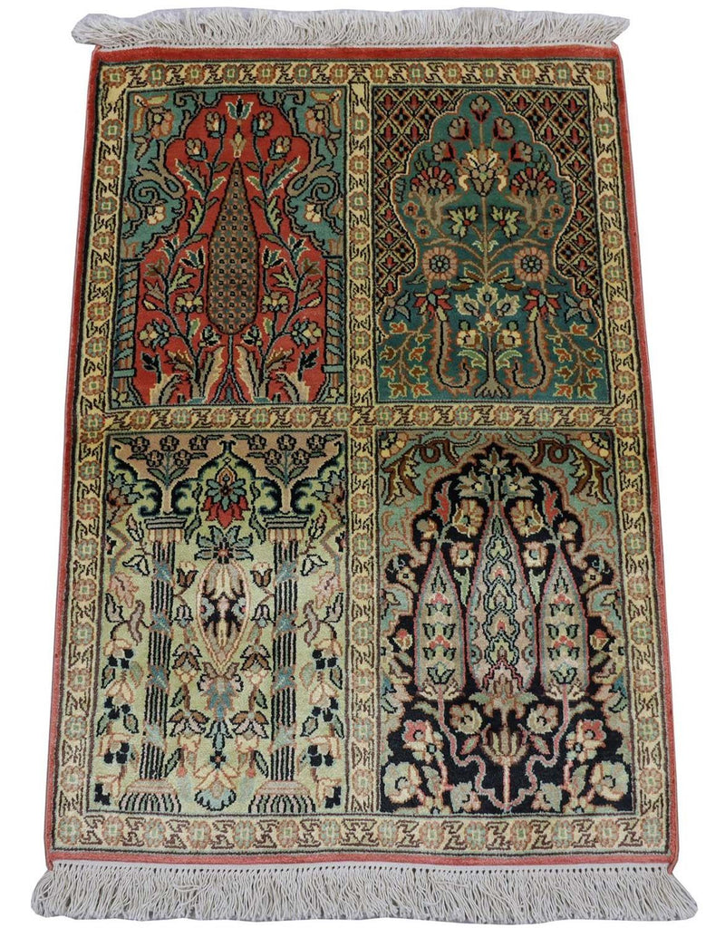 Jedwabny dywan - Kashmir Silk - 88 x 63 cm - wielokolorowy