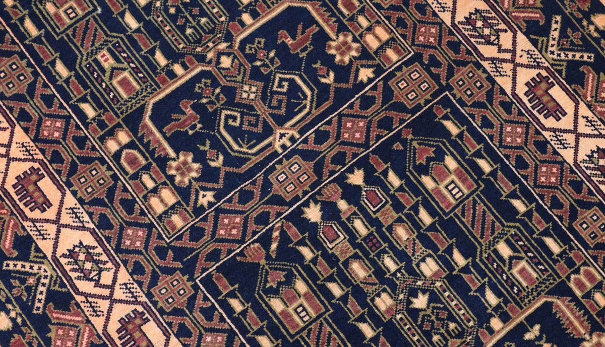 Dywan afgański - 142 x 96 cm - ciemnoniebieski