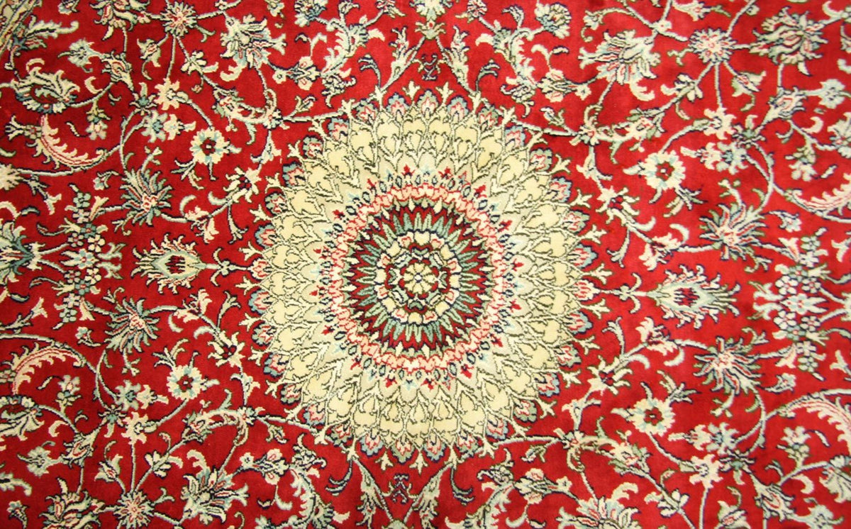 Jedwabny dywan - Kashmir Silk okrągły  - 183 x 183 cm - czerwony