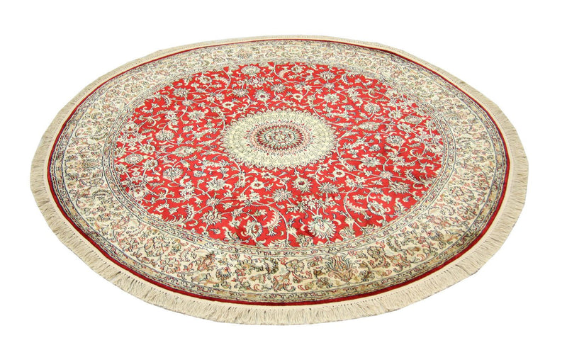 Jedwabny dywan - Kashmir Silk okrągły  - 183 x 183 cm - czerwony