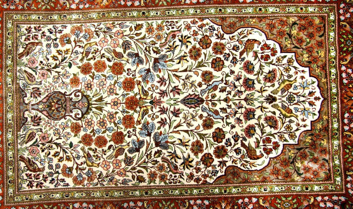 Jedwabny dywan - Hereke Silk - Premium - 128 x 80 cm - beżowy