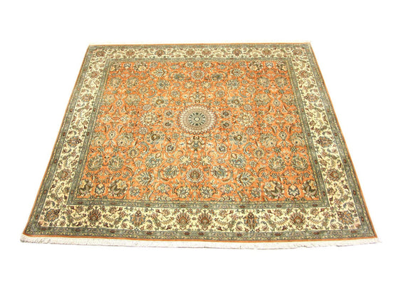 Jedwabny dywan - Kashmir Silk kwadratowy  - 216 x 211 cm - pomarańczowy
