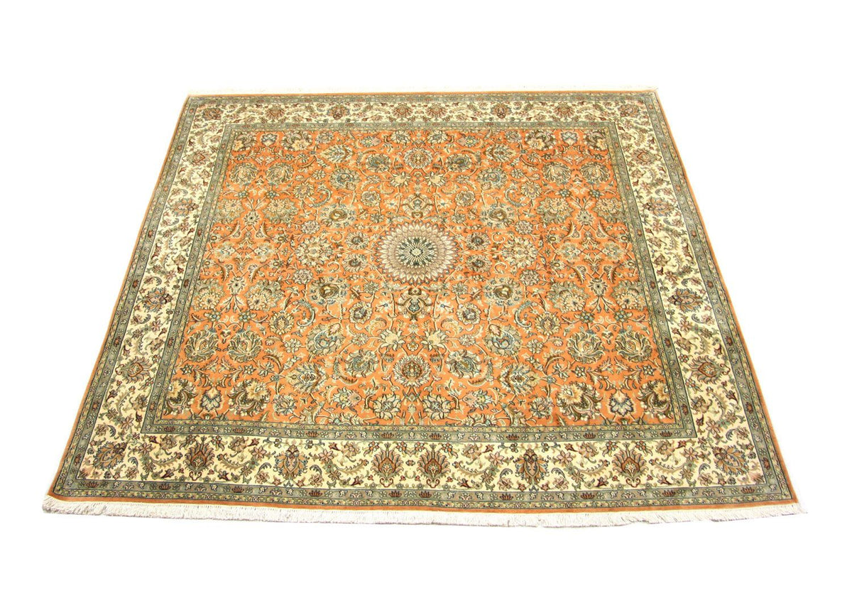 Jedwabny dywan - Kashmir Silk kwadratowy  - 216 x 211 cm - pomarańczowy