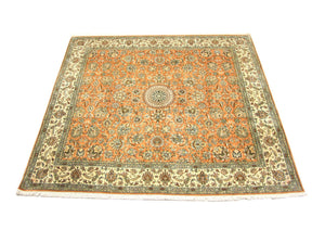 Jedwabny dywan - Kashmir Silk kwadratowy  - 216 x 211 cm - pomarańczowy