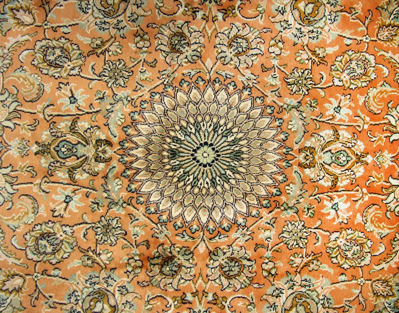 Jedwabny dywan - Kashmir Silk kwadratowy  - 216 x 211 cm - pomarańczowy