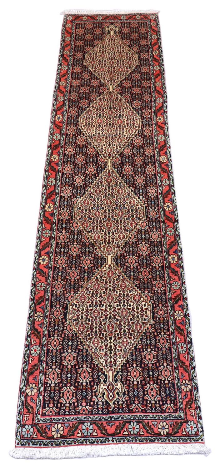 Biegacz Dywan perski - Bijar - 288 x 69 cm - ciemnoniebieski