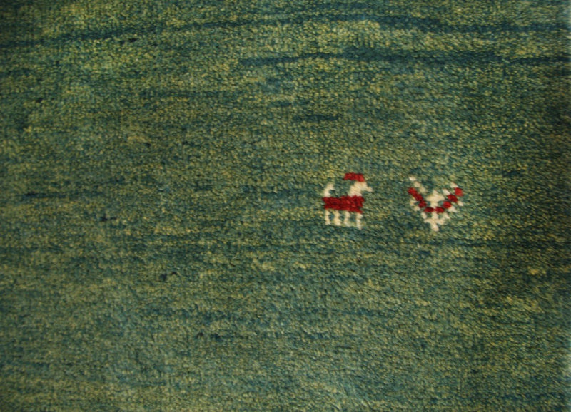 Biegacz Dywan Gabbeh - perski - 247 x 90 cm - zielona