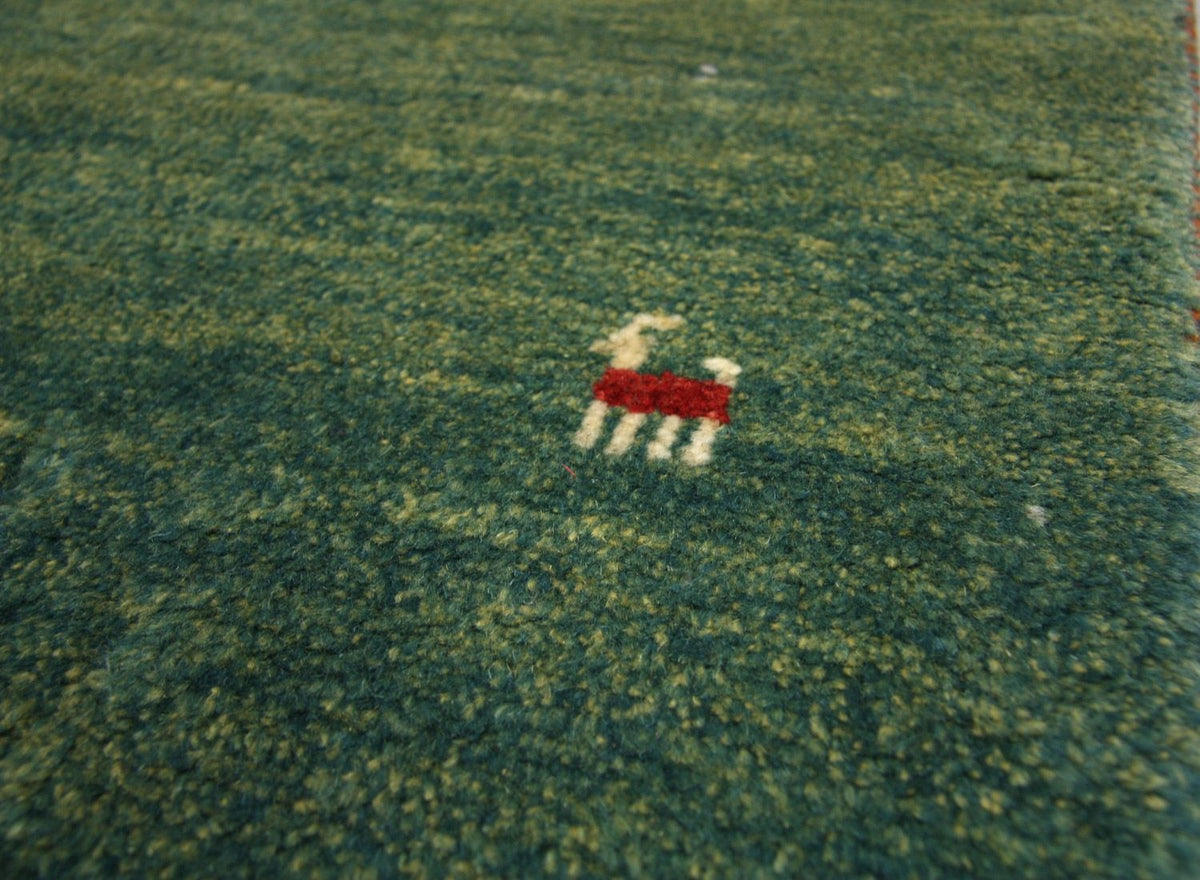 Biegacz Dywan Gabbeh - perski - 247 x 90 cm - zielona