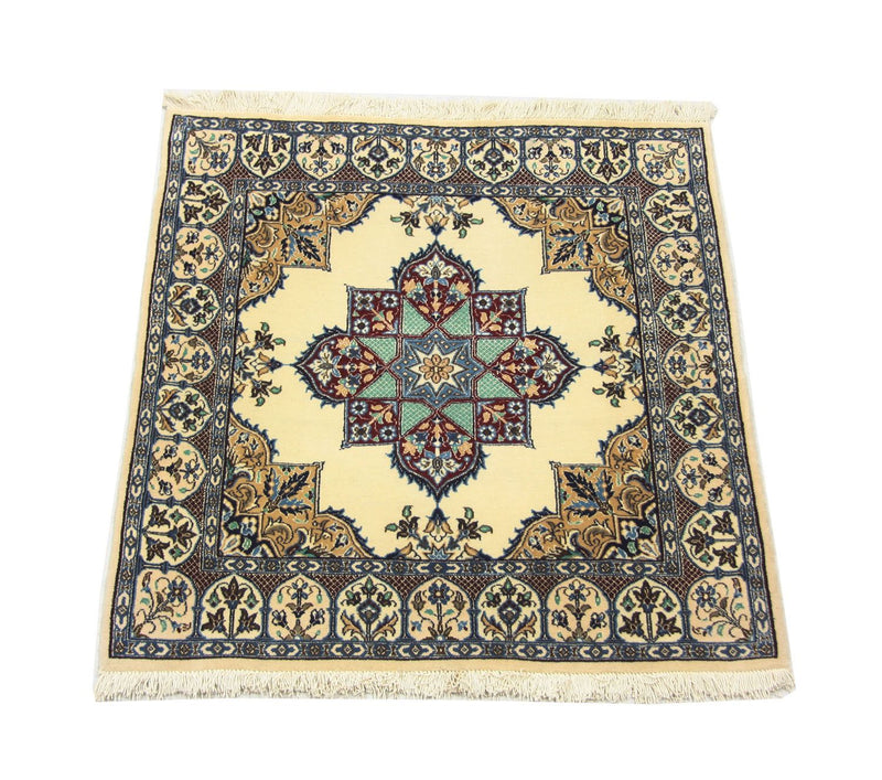 Dywan perski - Nain kwadratowy  - 105 x 97 cm - naturalna biel