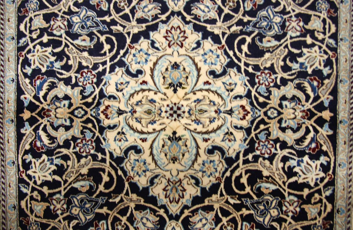 Dywan perski - Nain - Premium - 152 x 106 cm - ciemnoniebieski