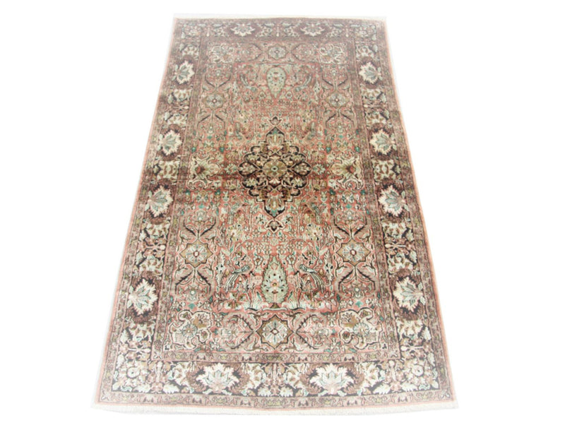 Jedwabny dywan - Kashmir Silk - 164 x 91 cm - brązowy