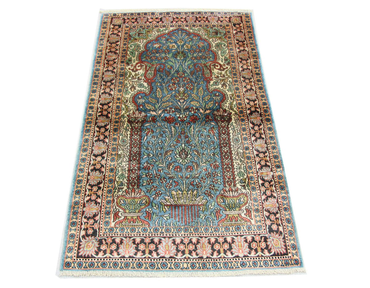 Jedwabny dywan - Kashmir Silk - 156 x 90 cm - niebieski