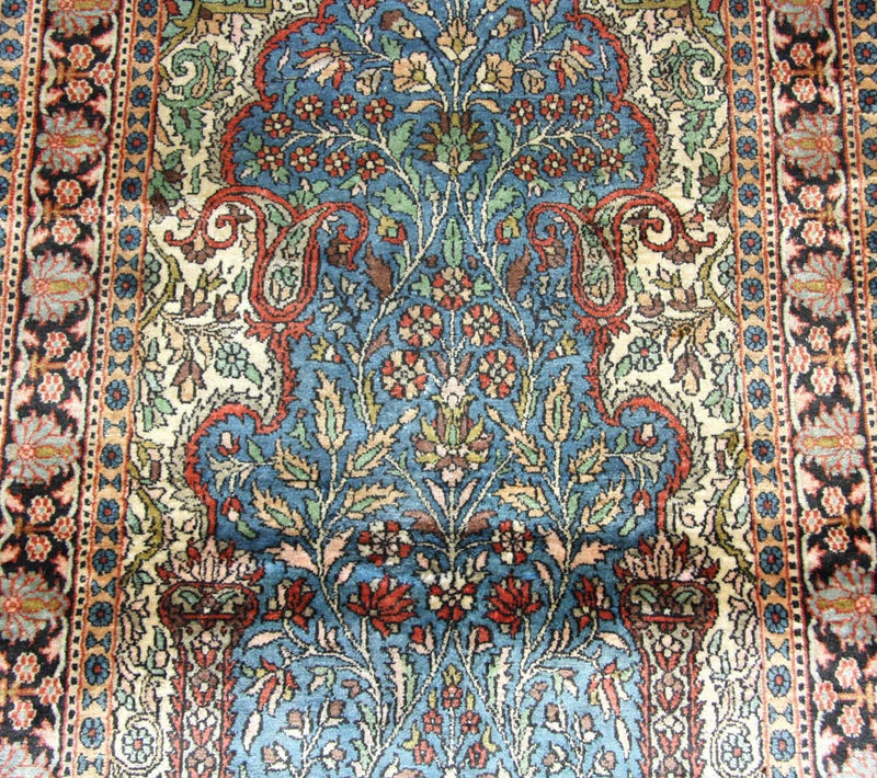 Jedwabny dywan - Kashmir Silk - 156 x 90 cm - niebieski