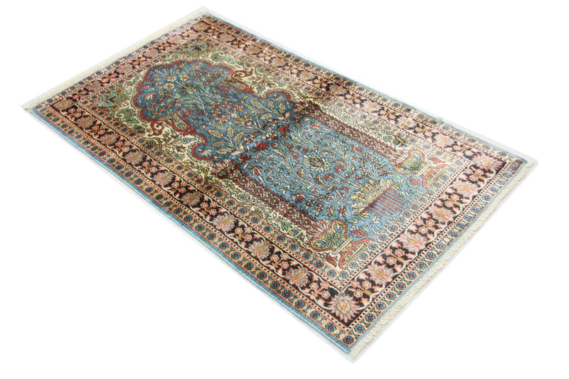 Jedwabny dywan - Kashmir Silk - 156 x 90 cm - niebieski