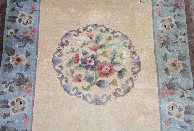 Dywan z jedwabiu - jedwab chiński - 136 x 70 cm - niebieski