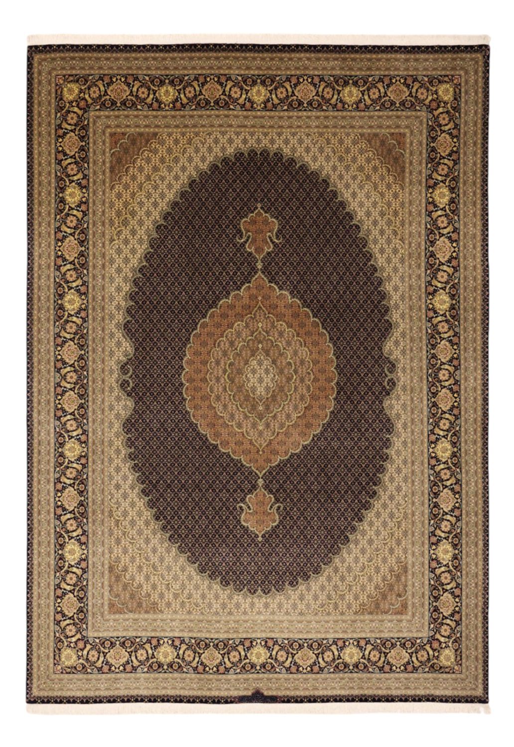 Dywan perski - Tabriz - Królewski - Royal - 350 x 249 cm - ciemnobrązowy