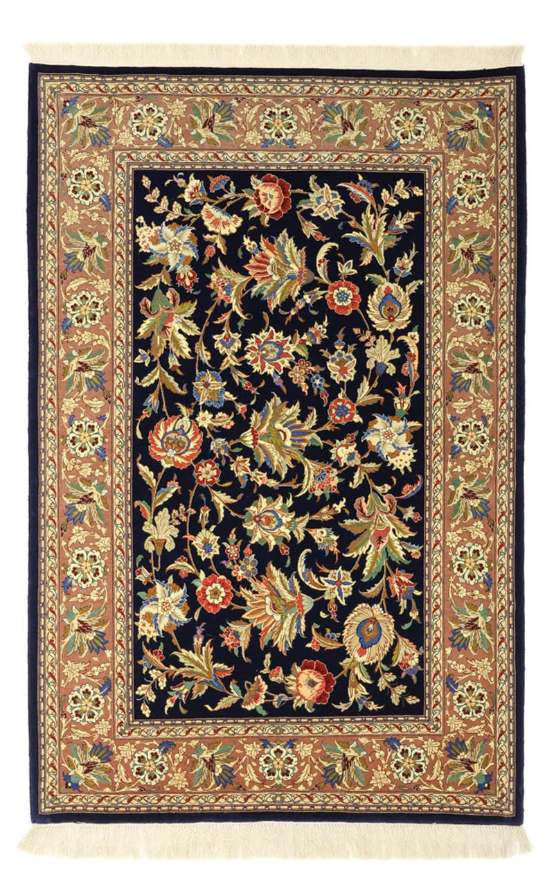 Dywan perski - Isfahan - Premium - 151 x 101 cm - ciemnoniebieski