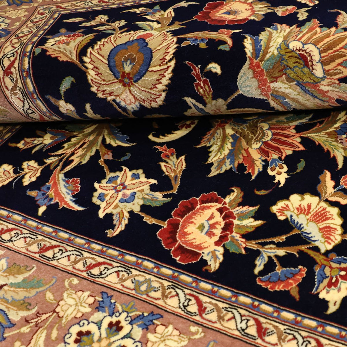 Dywan perski - Isfahan - Premium - 151 x 101 cm - ciemnoniebieski