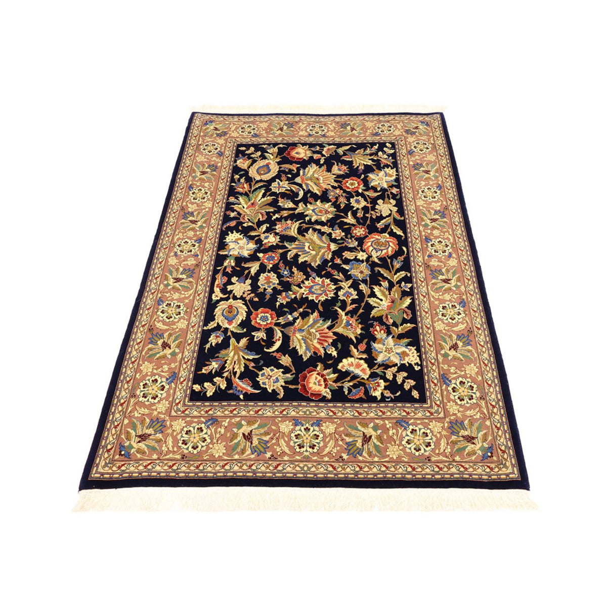 Dywan perski - Isfahan - Premium - 151 x 101 cm - ciemnoniebieski