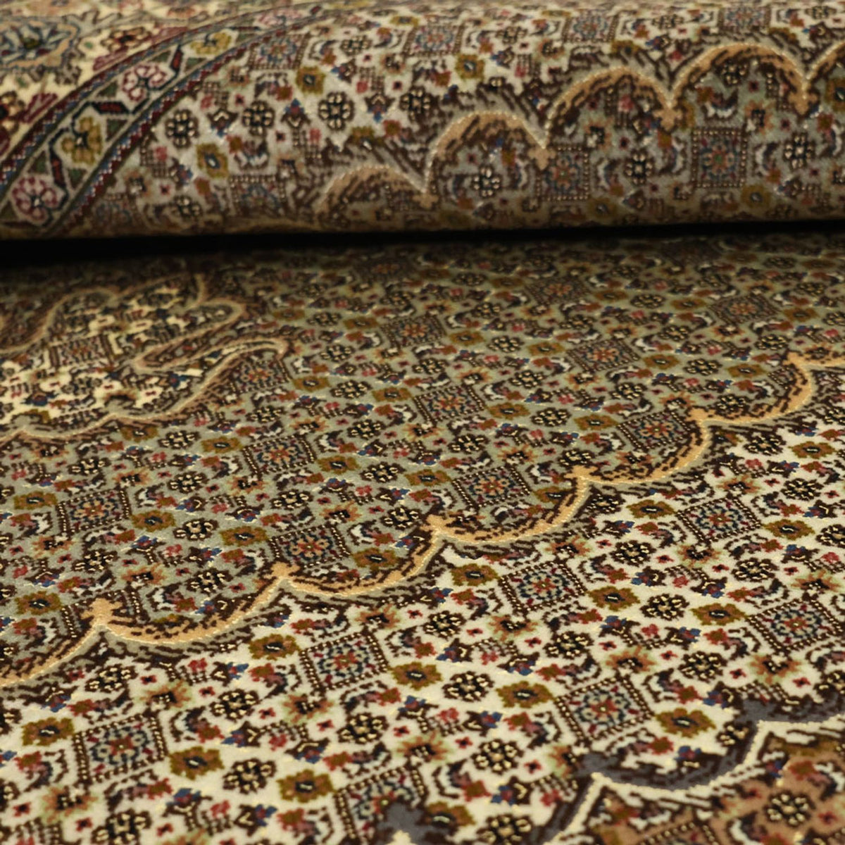 Dywan perski - Tabriz - Królewski - 149 x 100 cm - oliwkowa zieleń