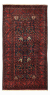 Dywan beludżycki 107x200cm - Dywan orientalny - Chodnik / Ciemna czerwień / 107 x 200 cm Chodnik
