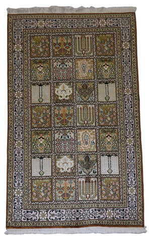 Jedwabny dywan - Kashmir Silk - 152 x 90 cm - brązowy