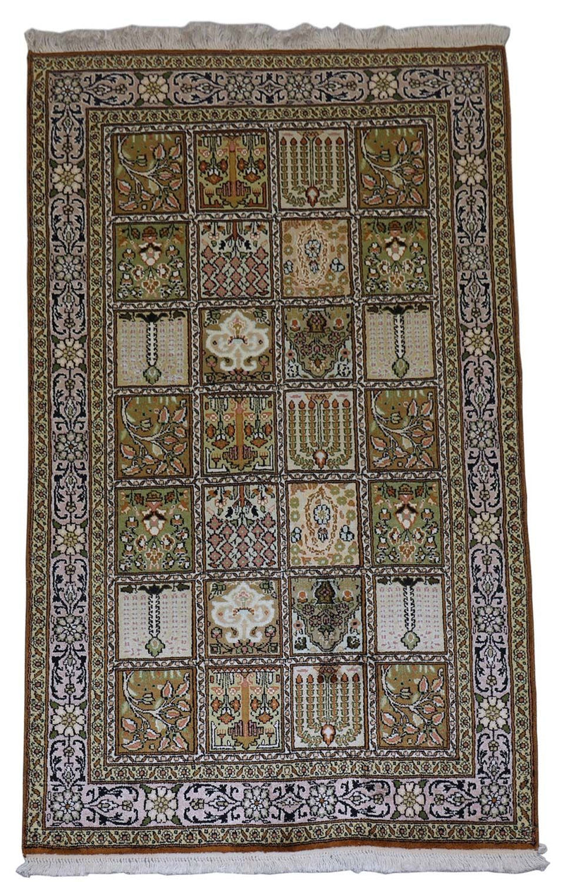Jedwabny dywan - Kashmir Silk - 152 x 90 cm - brązowy