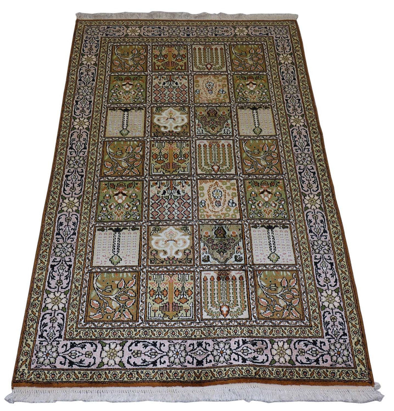Jedwabny dywan - Kashmir Silk - 152 x 90 cm - brązowy