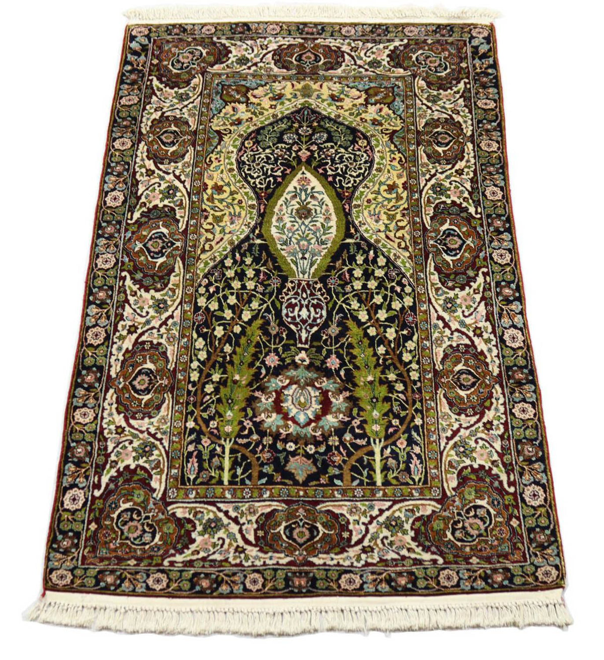 Jedwabny dywan - Kashmir Silk - 152 x 98 cm - czarny