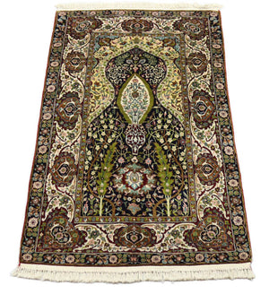 Jedwabny dywan - Kashmir Silk - 152 x 98 cm - czarny