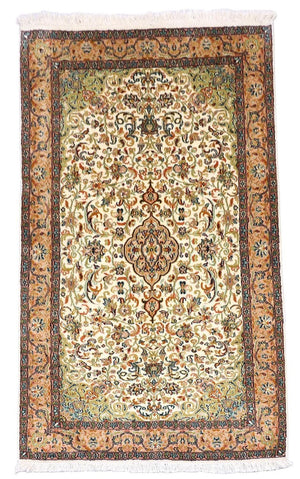 Jedwabny dywan - Kashmir Silk - 155 x 99 cm - beżowy