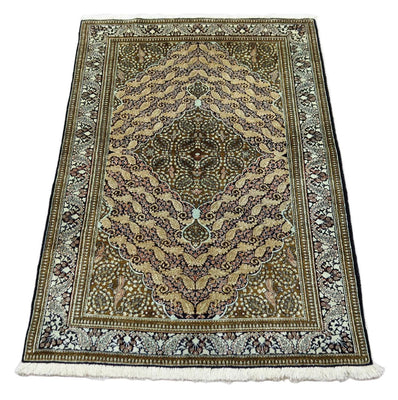 Jedwabny dywan - Ghom Silk - Premium - 163 x 109 cm - ciemnoniebieski