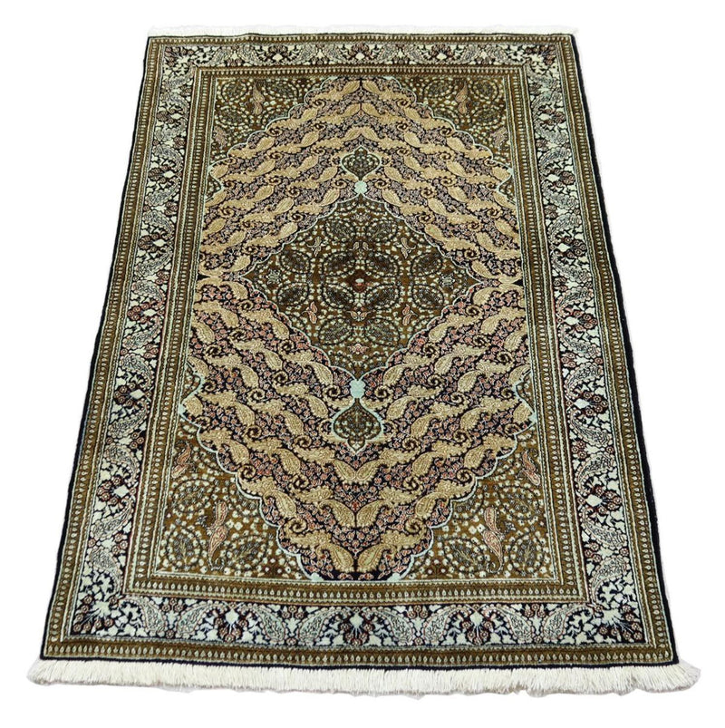 Jedwabny dywan - Ghom Silk - Premium - 163 x 109 cm - ciemnoniebieski