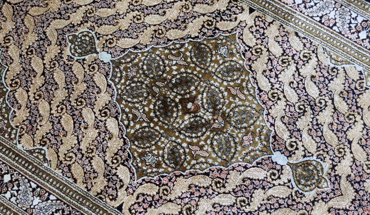 Jedwabny dywan - Ghom Silk - Premium - 163 x 109 cm - ciemnoniebieski