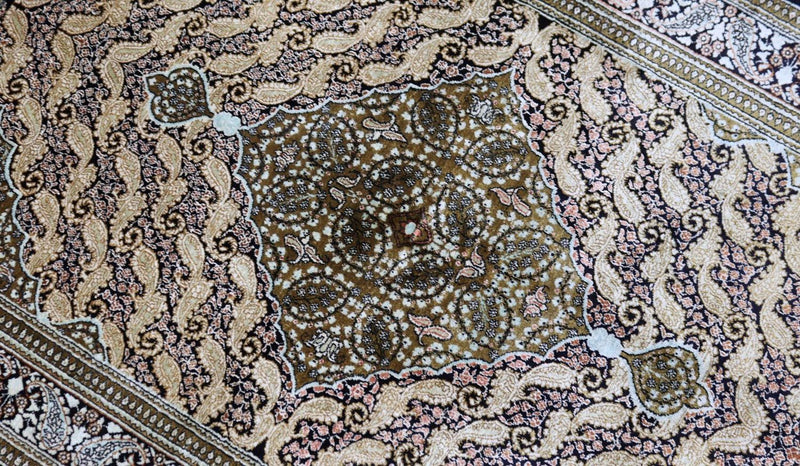 Jedwabny dywan - Ghom Silk - Premium - 163 x 109 cm - ciemnoniebieski