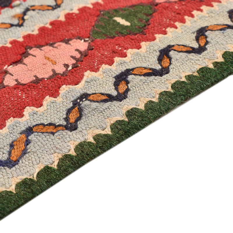 Dywan Kelim - Orientalny kwadratowy  - 147 x 130 cm - czerwony