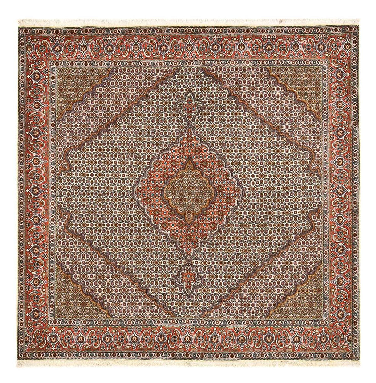 Dywan perski - Tabriz - Królewski kwadratowy  - 210 x 206 cm - rdza