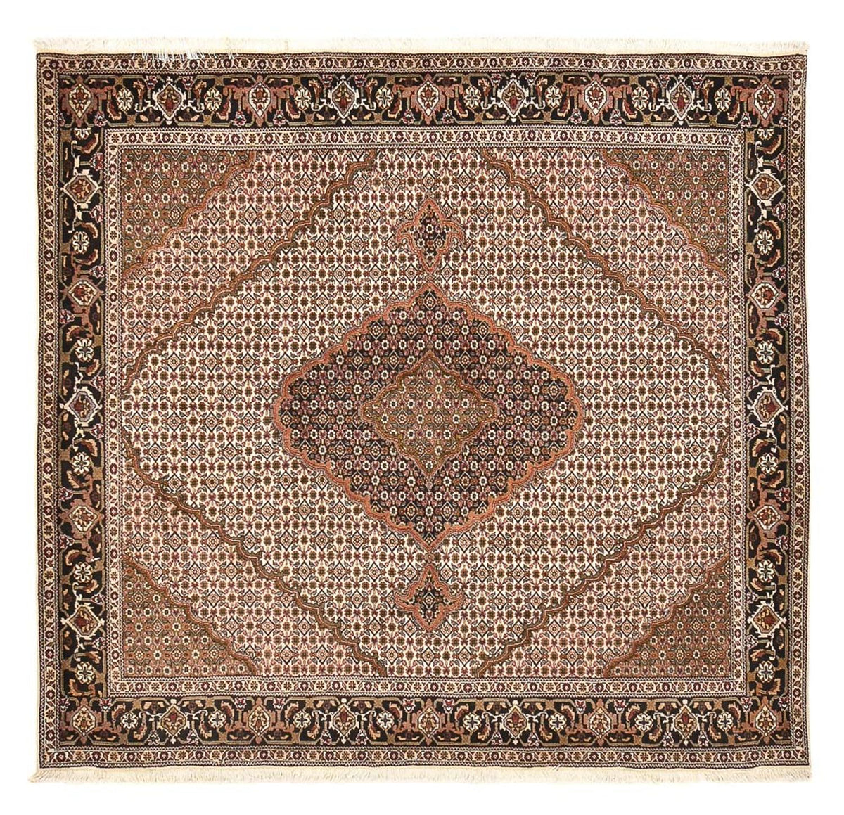 Dywan perski - Tabriz - Królewski kwadratowy  - 206 x 202 cm - jasnobrązowy