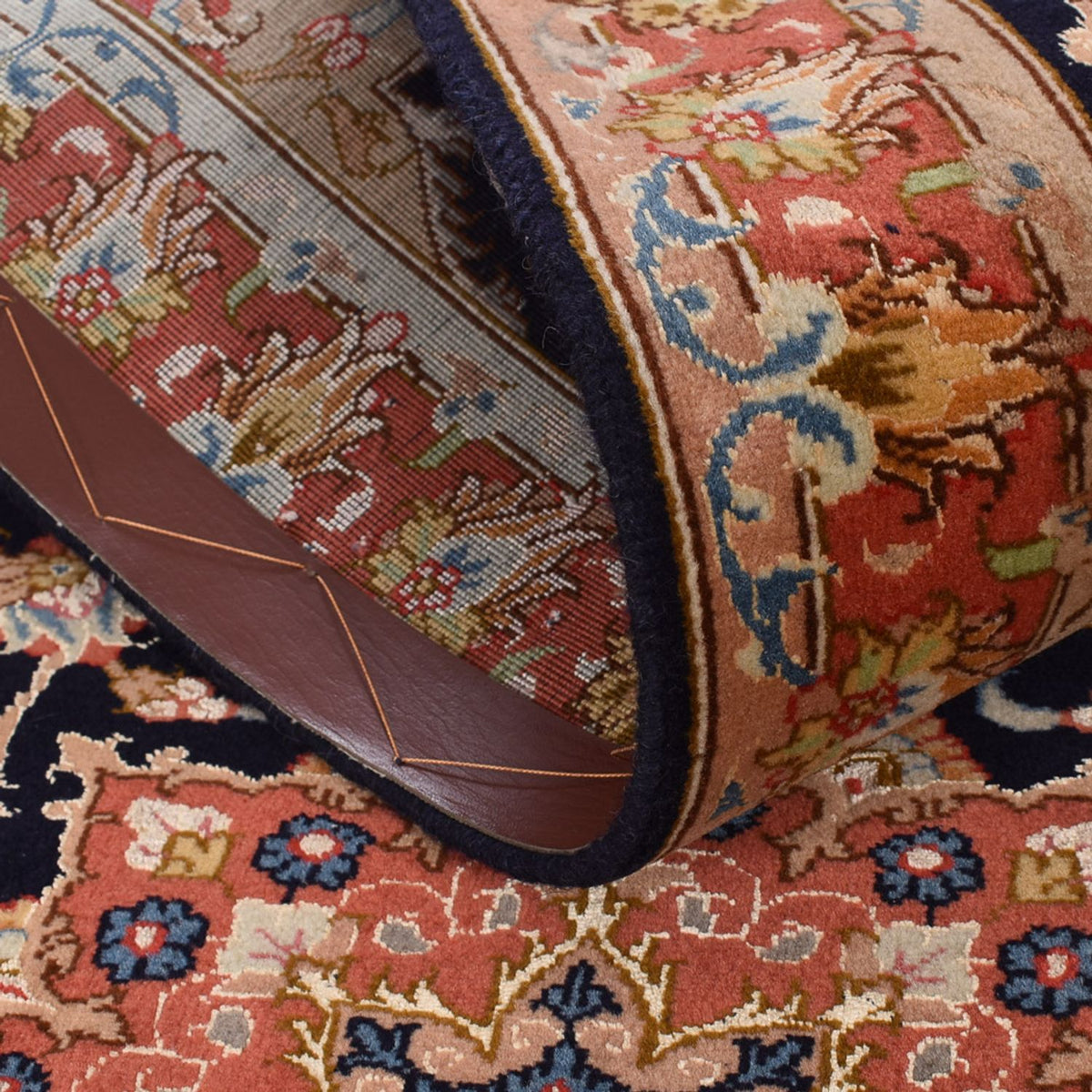 Biegacz Dywan perski - Tabriz - Królewski - 380 x 75 cm - ciemnoniebieski