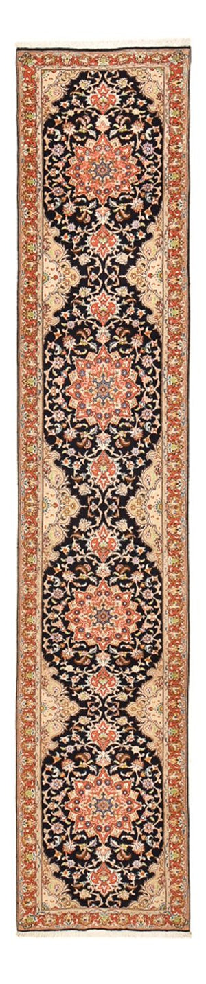 Biegacz Dywan perski - Tabriz - Królewski - 380 x 75 cm - ciemnoniebieski